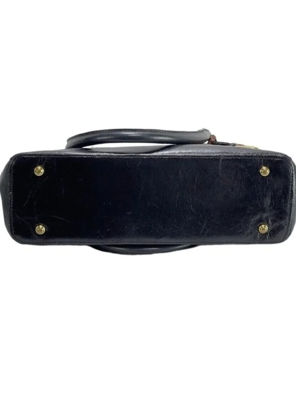 Vintage Brahmin Two-Tone Black & Brown Leather Crocodile Embossed Handbag With G